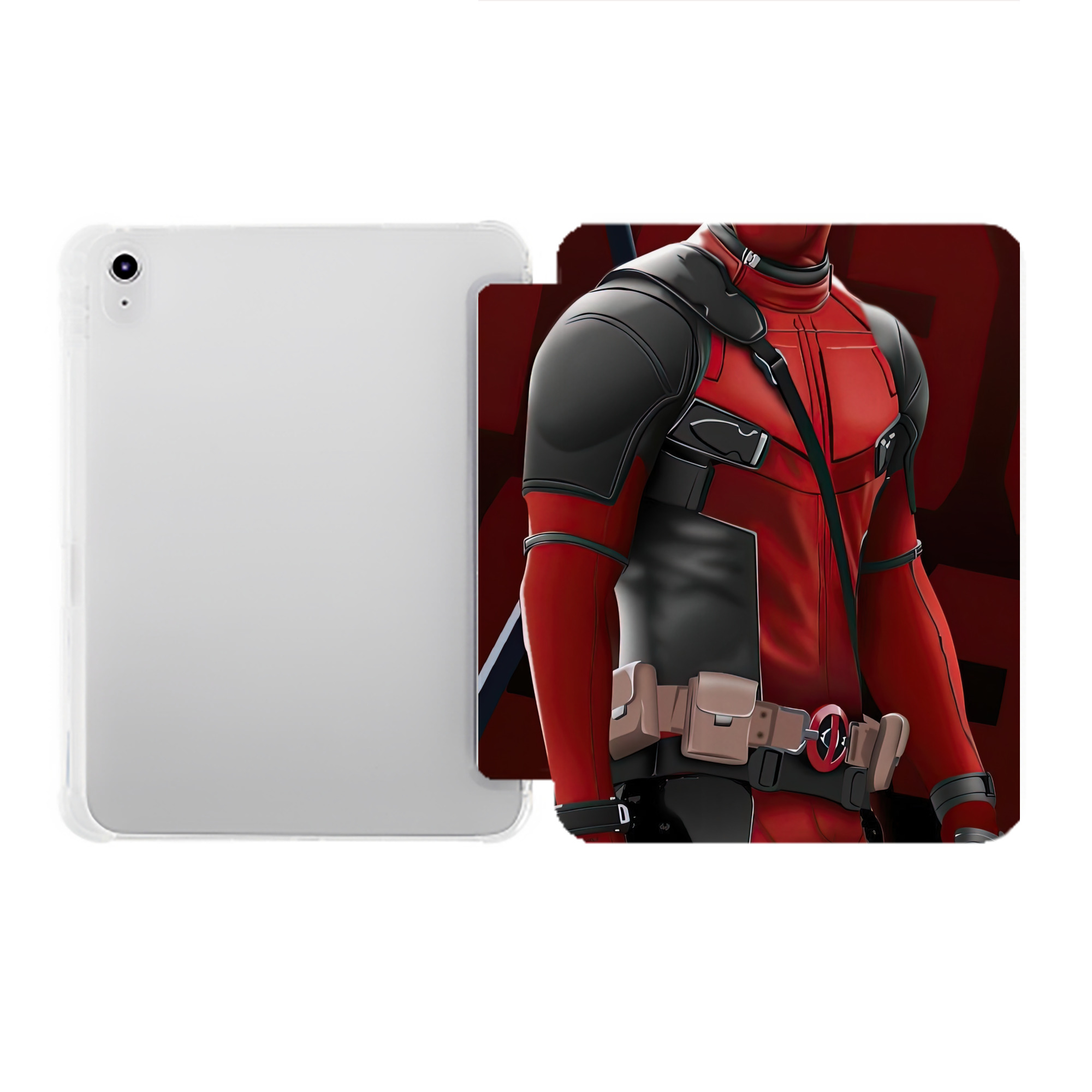 （画像用） Deadpool デッドプール IPad ケース ペン収納付き 三つ折りスタンド PUレザー×シリコン 対応機種9.5/10.5/10.9インチ
